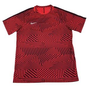 Nike‎ Dri-FIT Strike Soccer Training Jersey Mens XL Red Black Geometric Stripe